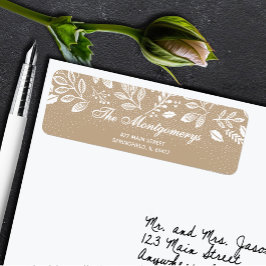 Etiqueta White Botanicals on Taupe Return Address