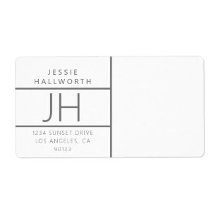 Etiqueta White & Cinza Modern Loing Return Address