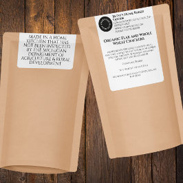 Etiqueta White Cottage Food Product Label with logo