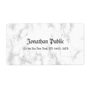 Etiqueta White Marble Script Luxury Moderno