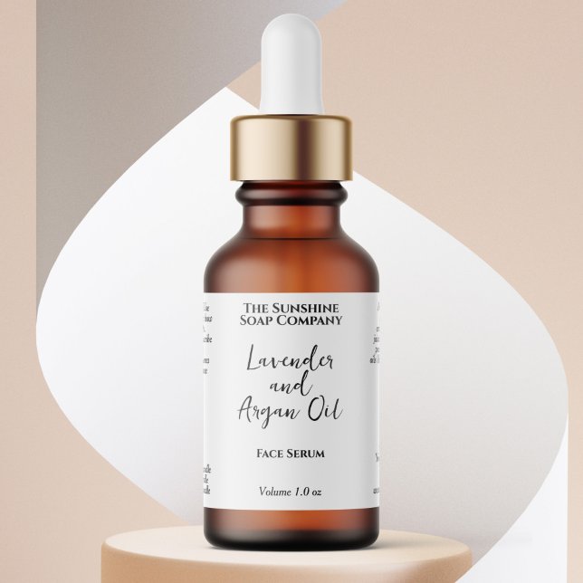 Etiqueta White Minimalist Cosmetics Dropper Bottle  (Criador carregado)