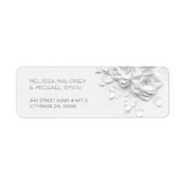 Etiqueta White Paper Cut Roses Minimalist Wedding