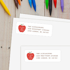 Etiqueta White Red Apple Preschool Graduation Address Label