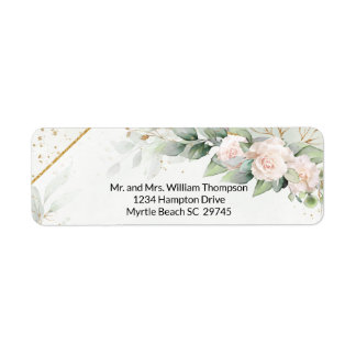 Etiqueta White Roses Greenery Baby-Shower