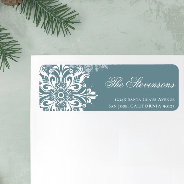 Etiqueta White Snowflakes Endereço de Natal (Criador carregado)