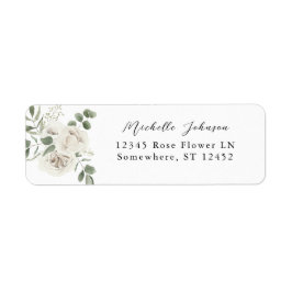 Etiqueta White Soft Floral & Eucalyptus Return Address