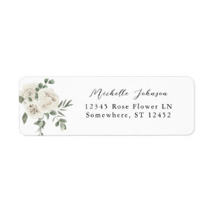 Etiqueta White Soft Floral & Eucalyptus Return Endereço 2
