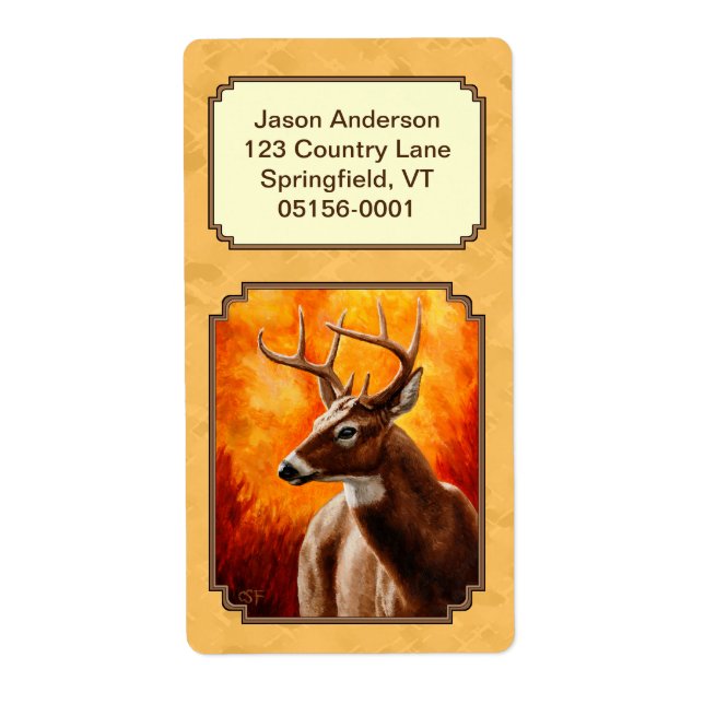 Etiqueta Whitetail Deer Autumn Dourado (Frente)