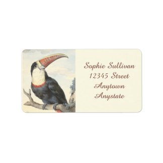 Etiqueta Whitetroated American Toucan Vintage Watercolor