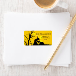 Etiqueta Wicked Witch Silhouette Halloween