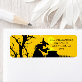 Etiqueta Wicked Witch Silhouette Halloween Endereço de Devo