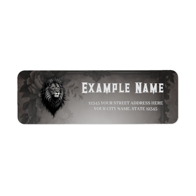Etiqueta Wild Grace: retrato impressionante de um leão (Frente)