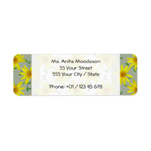 Etiqueta Wildflower amarelo da arnica do jardim em alguma