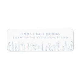 Etiqueta Wildflower Baby Shower Dusty Blue Return Address