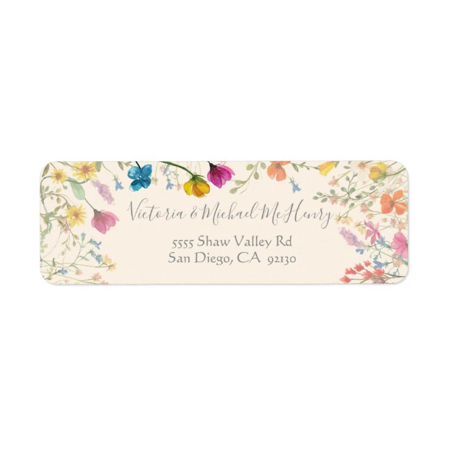 Etiqueta Wildflower Boho Floral Garden (Frente)