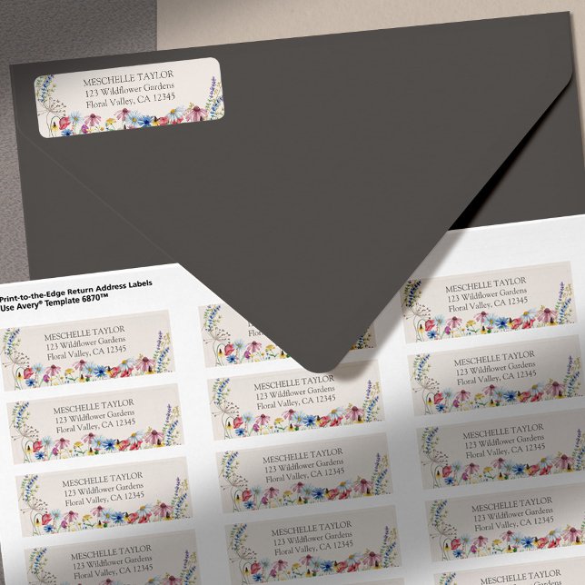 Etiqueta Wildflower Charm Rustic Floral Casamento (Return Address Labels with pretty wildflower floral border)