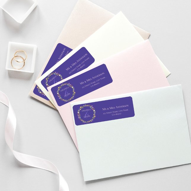 Etiqueta Wildflower Wreath Floral Wedding Endereço de Devol (Criador carregado)