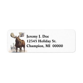 Etiqueta Wildlife Bull Moose Winter Return address Labs