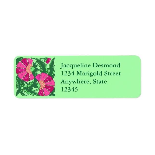 Etiqueta William Morris Jacobean, Fuchsia Pink e Green (Frente)
