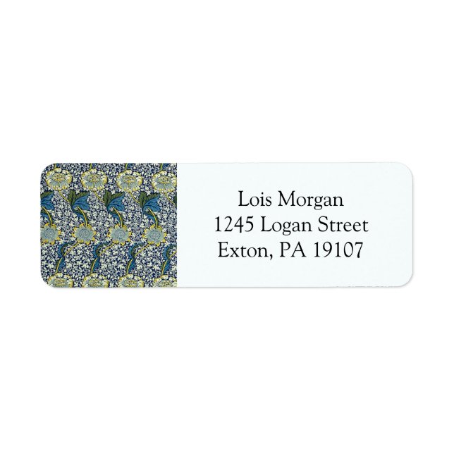 Etiqueta William Morris Kennet Pattern (Azul) (Frente)