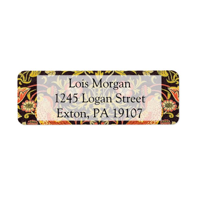 Etiqueta William Morris Strawberry Thief Pattern (Frente)