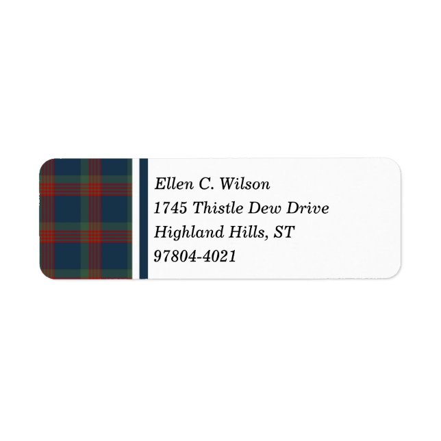 Etiqueta Wilson Clan Blue, Green e Red Scottish Tartan (Frente)