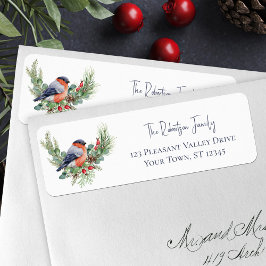 Etiqueta Winter Bird Christmas Bullfinch Return Address