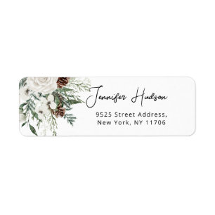 Etiqueta Winter evergreen wedding return Address Label