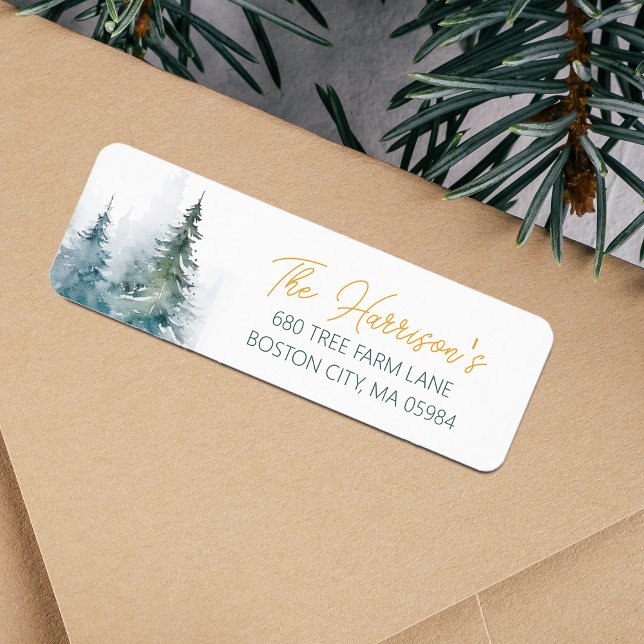 Etiqueta Winter Forest Pine Trees Address (Winter Forest Pine Trees Address Label)