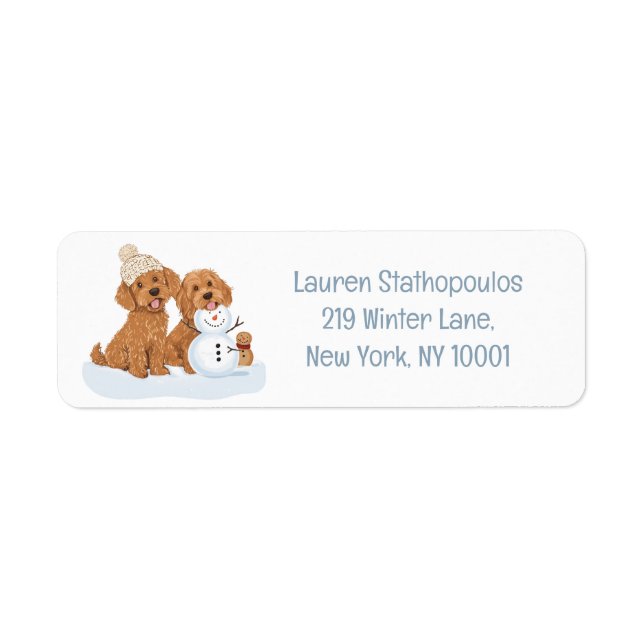 Etiqueta Winter Goldendoodle Dog Cute Snowman (Frente)