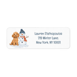 Etiqueta Winter Goldendoodle Dog Cute Snowman