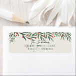 Etiqueta Winter Greenery Ivory Christmas Return Endereço<br><div class="desc">Rótulo de Endereço de Devolução de Cartão de Natal de Imersão de inverno. Quer personalizar ainda mais? Clique em "Editar usando a Ferramenta de Design." Esta design faz parte de uma coleção. Trabalho de arte de cor d'água original pintada pelo designer Stacey Meacham.</div>