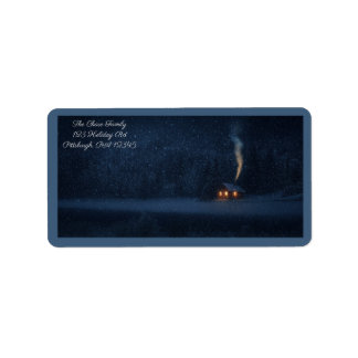 Etiqueta Winter Lakeside Cabin