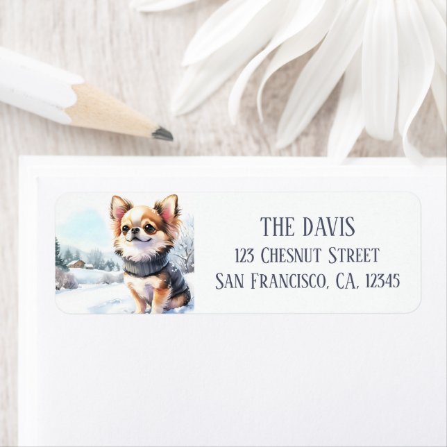 Etiqueta Winter Vibes Watercolor Chihuahua - (Insitu)