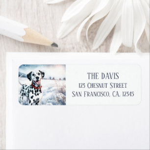 Etiqueta Winter Vibes Watercolor Dalmatian - Endereço de re