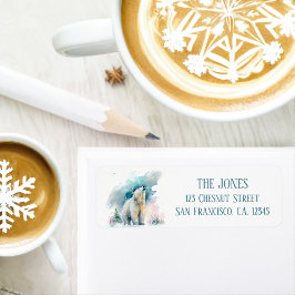 Etiqueta Winter Vibs Watercolor Polar Bear Return address