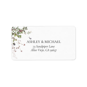 Etiqueta Winter Wildflower Berry Wedry Return Address