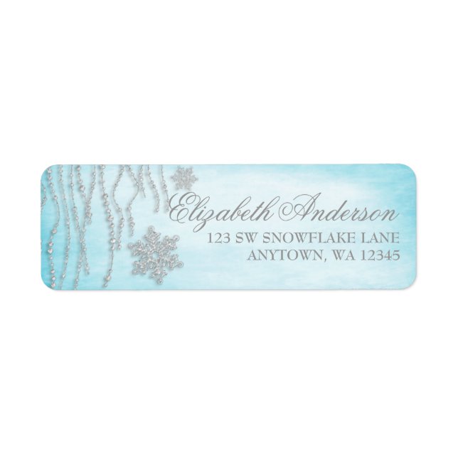 Etiqueta Winter Wonderland Diamond Snowflake Endereço Labs (Frente)
