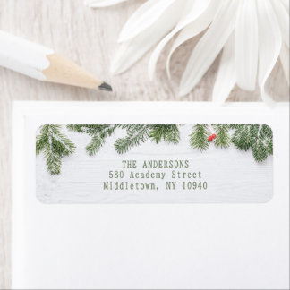 Etiqueta Winter Wonderland Merry Christmas Calligraphy Pine