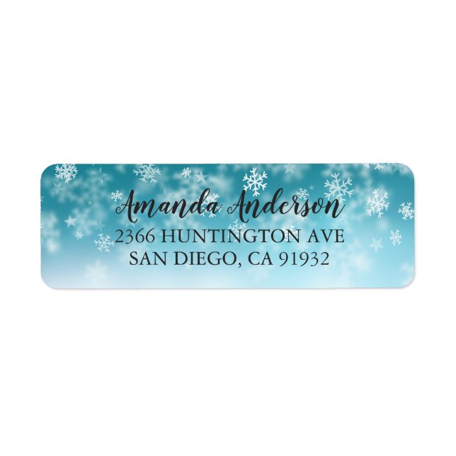 Etiqueta Winter Wonderland Snowflakes Chá de panela Labels (Frente)