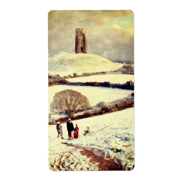 Etiqueta Wintry Glastonbury Tor (Frente)