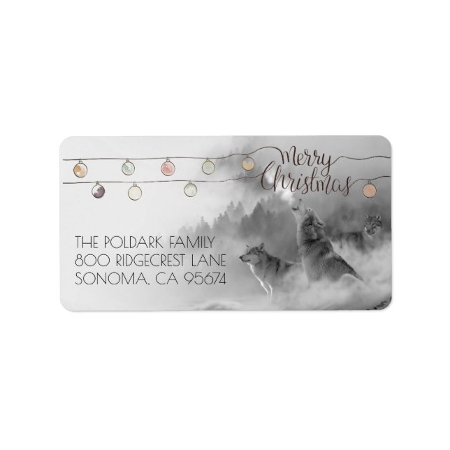 Etiqueta Wolves Snow Wilderness Endereço para devolução de  (Frente)