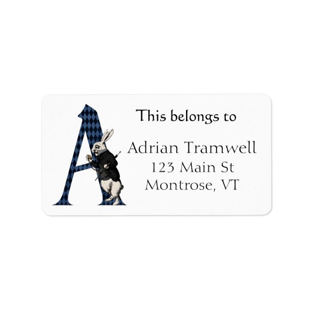 Etiqueta Wonderland White Rabbit - Letra A (Frente)