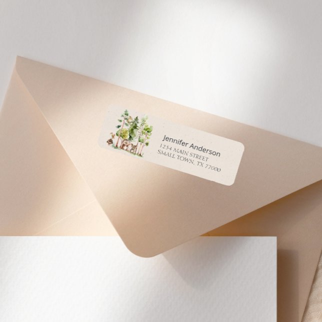 Etiqueta Woodland Animais Boho Chá de fraldas (Criador carregado)