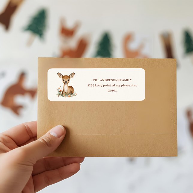 Etiqueta Woodland Deer | Animais da Floresta Russa (Criador carregado)