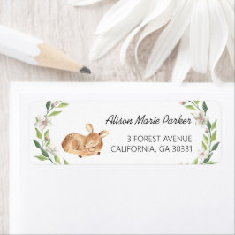 Etiqueta Woodland Deer Floral Greenery Chá de fraldas Retur