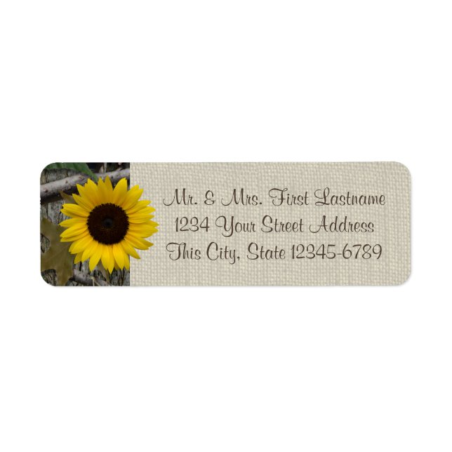 Etiqueta Woodland Sunflower e Burlap (Frente)