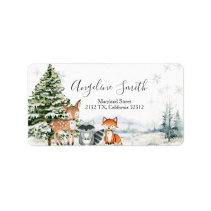 Etiqueta WWoodland Snowflakes Endereço do Chá de fraldas