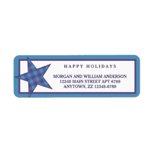 Etiqueta Xadrez Azul Roxo Moderno da Estrela Russa Na moda