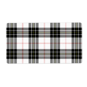 Etiqueta Xadrez branca preta de tartan MacPherson